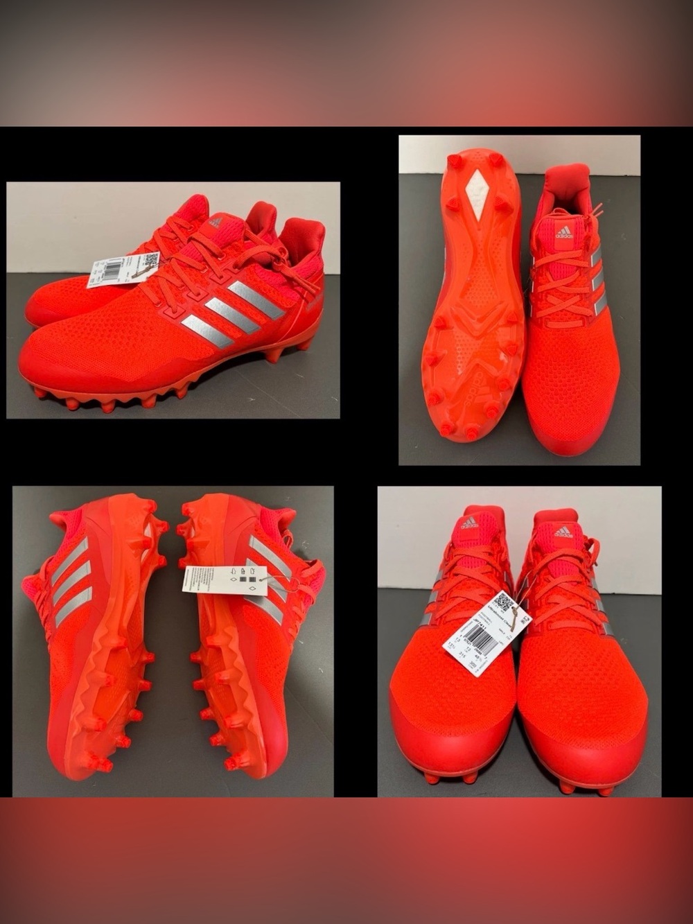 Adidas Ultraboost Football Cleats 'Solar Red' Men’s sz NEW NO BOX